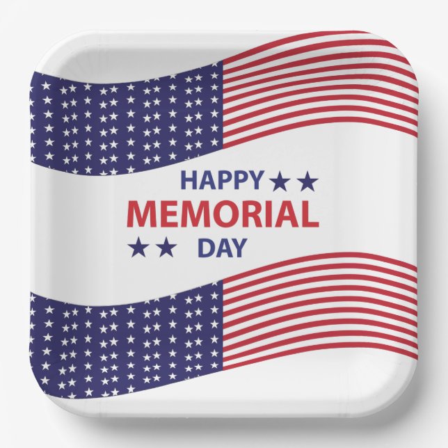 Assiettes En Carton Joyeux Memorial Day (Recto)