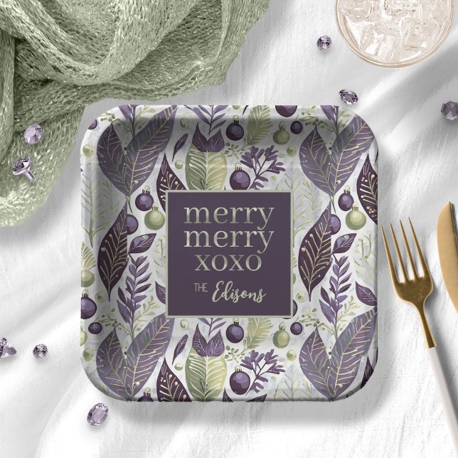 Assiettes En Carton Joyeux Motif de Noël vert violet #21 ID1009 (Créateur téléchargé)