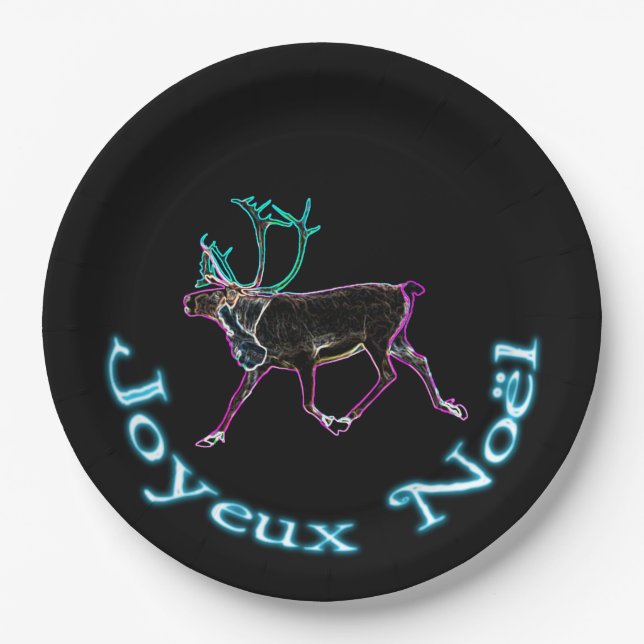 Assiettes En Carton Joyeux Noё l - Caribou électrique (Devant)