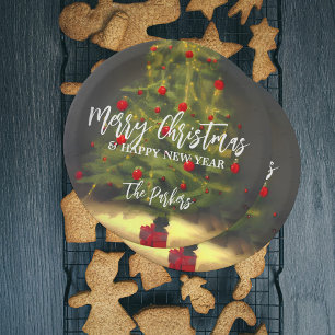 Assiettes En Carton Joyeux Noël Arbre Bonne Année Nom de famille