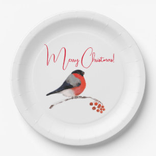 Assiettes En Carton Joyeux Noël, Bullfinch en hiver Papier Pl
