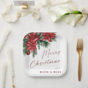 Assiettes En Carton Joyeux Noël classique Wreath fête de Noël