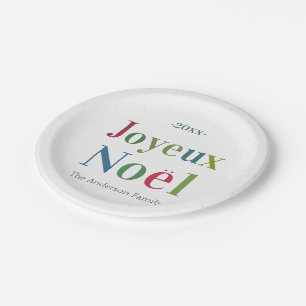 Assiettes En Carton Joyeux Noel coloré Noël français
