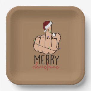 Assiettes En Carton Joyeux Noël donner le doigt