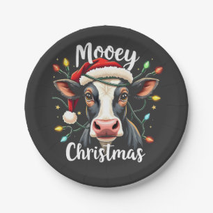 Assiettes En Carton Joyeux Noël Drôle Xmas Vache Amoureux Bovins