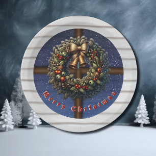 Assiettes En Carton Joyeux Noël Fenêtre Plaque papier couronne