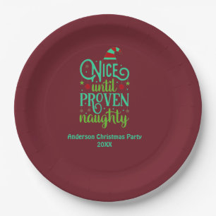 Assiettes En Carton Joyeux Noël, gentil jusqu'à preuve du vilain rouge