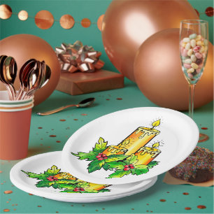 Assiettes En Carton Joyeux Noël Joyeux Jaune Et Bonne Année