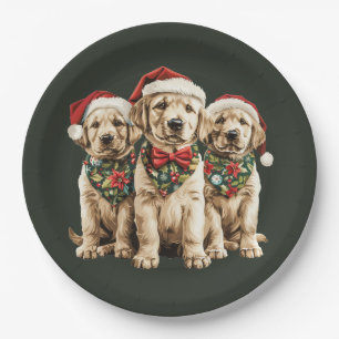 Assiettes En Carton Joyeux Noël Labrador Retriever Père Noël Puppy Chi