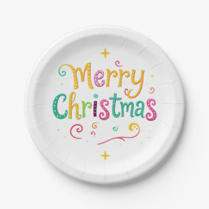 Assiettes En Carton Joyeux Noël lumineux et frais