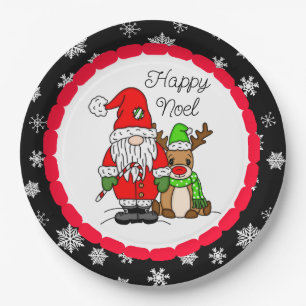 Assiettes En Carton Joyeux Noël Noel Gnome Père Noël et Reindeer