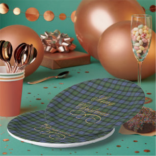 Assiettes En Carton Joyeux Noël Or Gunn Tartan Écossais
