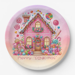 Assiettes En Carton Joyeux Noël PINK-mas Maison de Noël