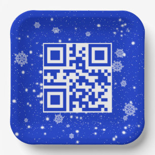 Assiettes En Carton Joyeux Noël QR Code sur les flocons de neige