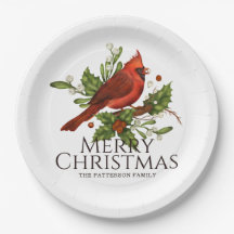 Joyeux Noël Red Cardinal Holly Personnalisé
