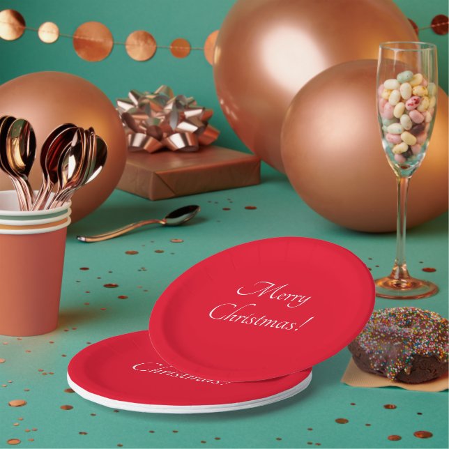 Assiettes En Carton Joyeux Noël rouge (Multi)
