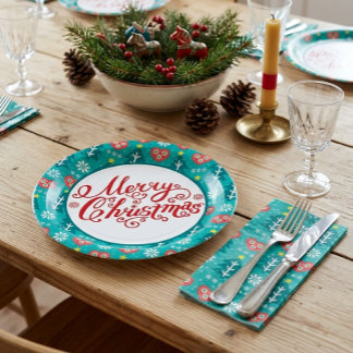 Assiettes En Carton Joyeux Noël scandinave