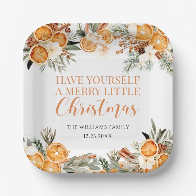 Assiettes En Carton Joyeux Noël séché oranges d'hiver Papier (Recto)