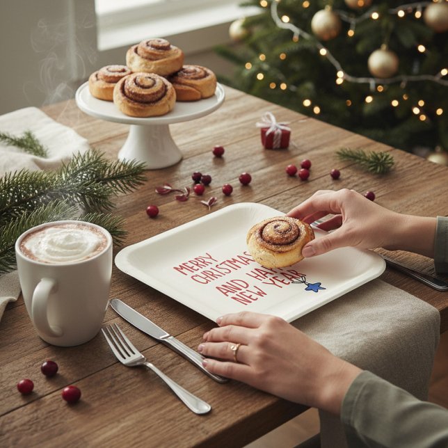 Assiettes En Carton Joyeux Noël Simple Typographie moderne (Créateur téléchargé)