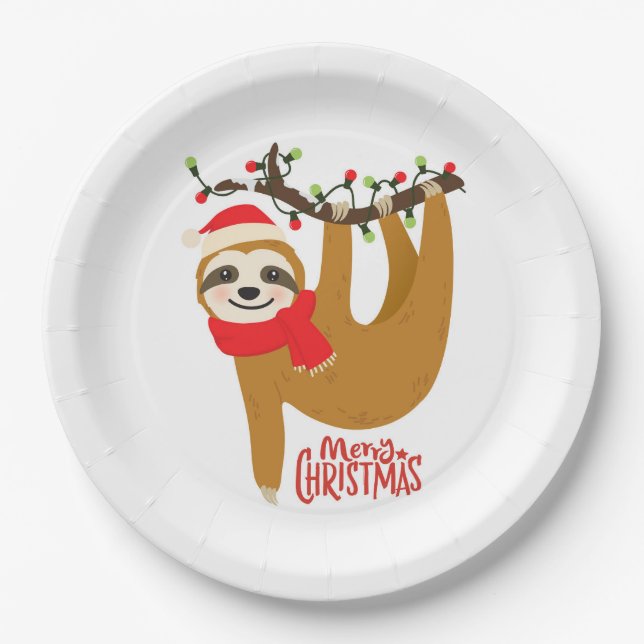 Assiettes En Carton Joyeux Noël Sloth | Vacances (Devant)