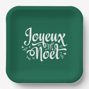 Assiettes En Carton Joyeux Noel Vert