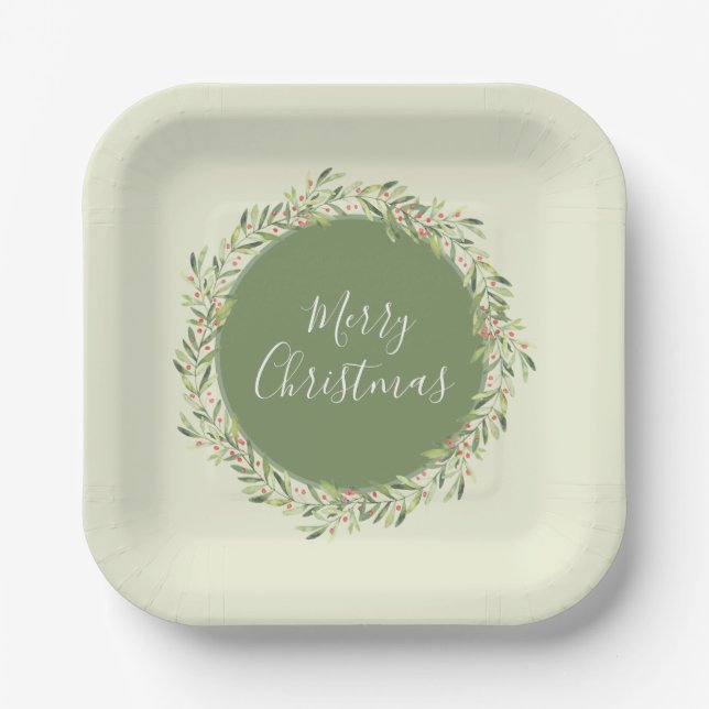 Assiettes En Carton Joyeux Noël vert (Recto)