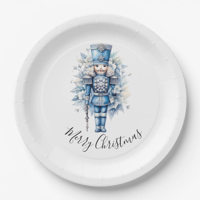 Assiettes En Carton Joyeux Noir Bleu Nutcracker (Devant)