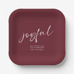 Assiettes En Carton Joyeux Nom de script Joyeux Noël Bourgogne
