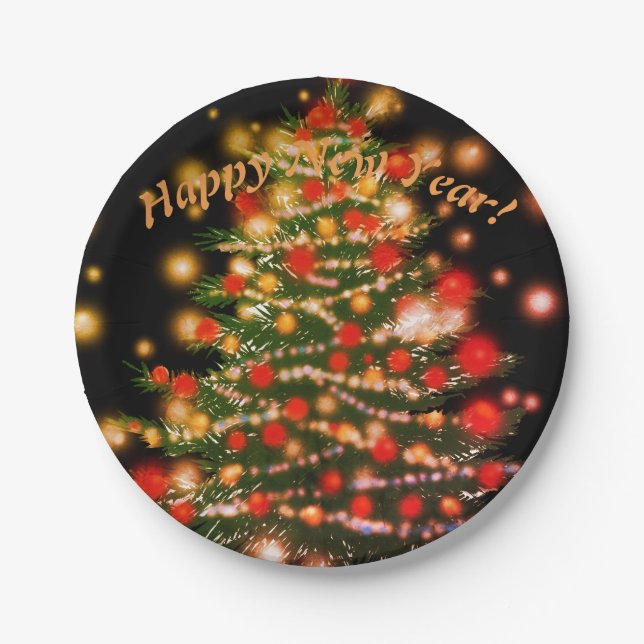 Assiettes En Carton Joyeux Nouvel An Plaques de papier (Devant)