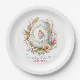 Assiettes En Carton Joyeux Oeuf de Pâques Floral Papier personnalisé