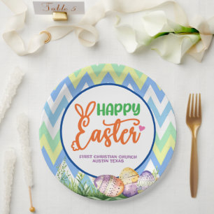Assiettes En Carton Joyeux Pâques, chasse aux oeufs et chance aux pots