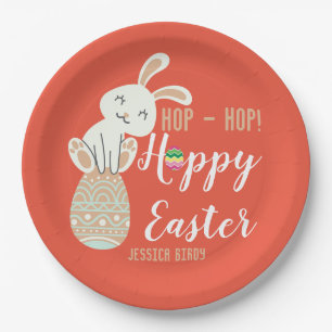 Assiettes En Carton Joyeux Pâques, lapin de Pâques simple jolie famill