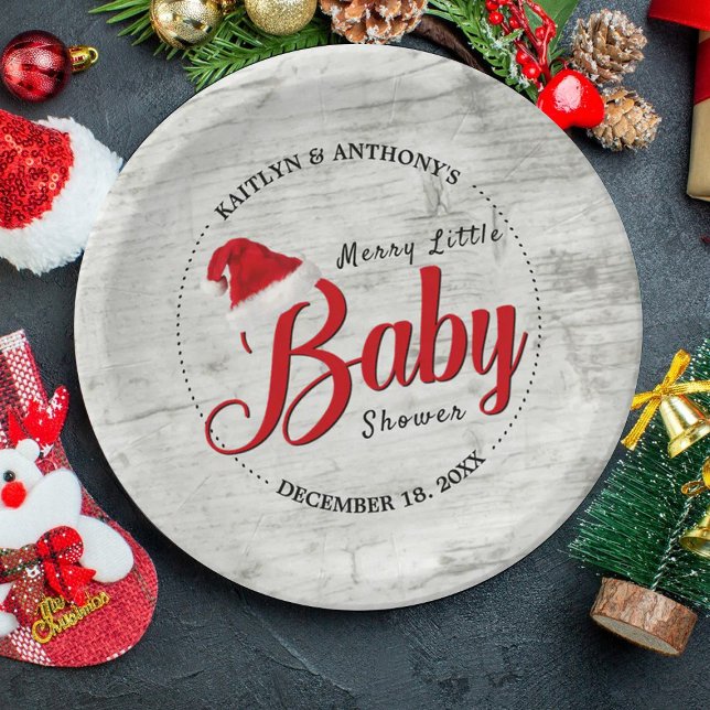 Assiettes En Carton Joyeux petit Baby shower de Noël (Créateur téléchargé)