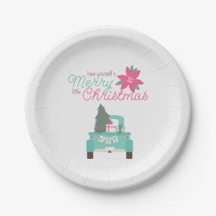 Assiettes En Carton Joyeux petit Noël Turquoise ramasser Plaques papie