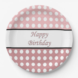 Assiettes En Carton Joyeux point Polka d'anniversaire