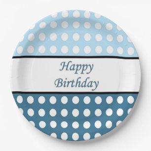 Assiettes En Carton Joyeux point Polka d'anniversaire