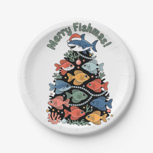 Assiettes En Carton Joyeux Poisson Noël Arbre Poisson Drôle Pêche