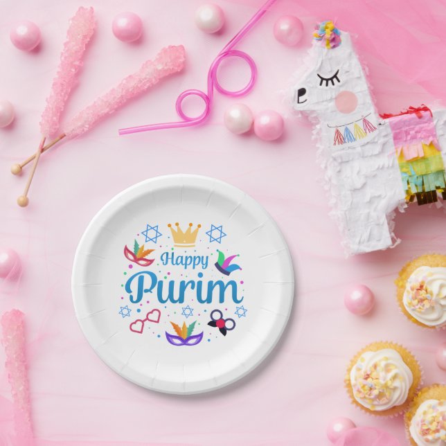 Assiettes En Carton Joyeux Purim (Fête)