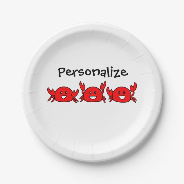 Assiettes En Carton Joyeux Red Crabs Beach Party (Devant)