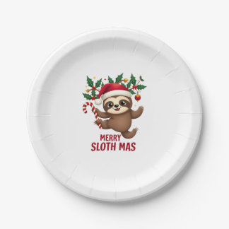 Assiettes En Carton Joyeux Sloth Noël Xmas Santa Slo Ho Ho Ho Sloth Ch