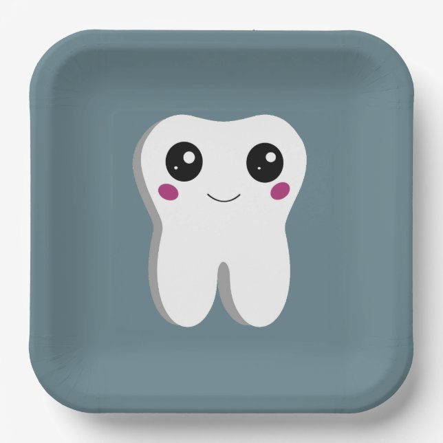 Assiettes En Carton Joyeux sourire Dental Tooth Cute (Recto)