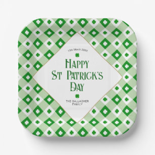 Assiettes En Carton Joyeux St Patrick's Orange Green Clover Plaid Nom