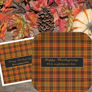 Assiettes En Carton Joyeux Tartan à carreaux de couleurs d'automne de