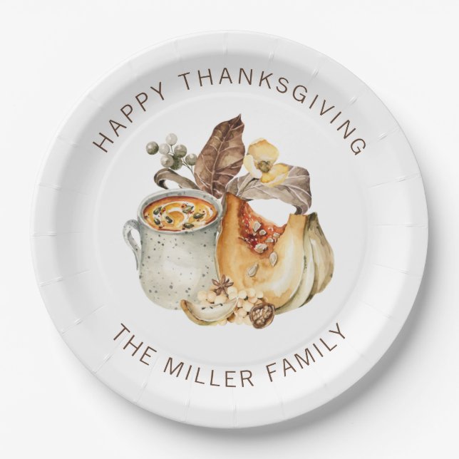 Assiettes En Carton Joyeux Thanksgiving (Devant)
