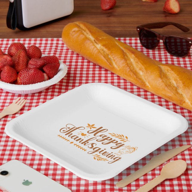 Assiettes En Carton Joyeux Thanksgiving (Pique-nique)