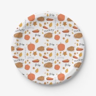 Assiettes En Carton Joyeux Thanksgiving Dinde & Tarte au potiron