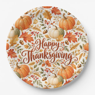 Assiettes En Carton Joyeux Thanksgiving élégant Citrouille et automne 