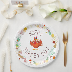 Assiettes En Carton Joyeux Thanksgiving Joyeux Jour de la Turquie Feui