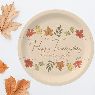 Assiettes En Carton Joyeux Thanksgiving mignon feuilles personnalisées