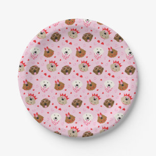 Assiettes En Carton Joyeux Valentines Day Golden Retriever Dogs